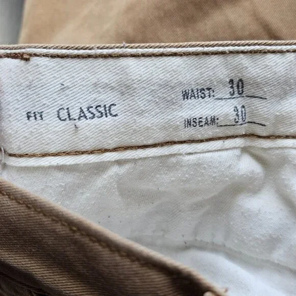 Eddie Bauer Classic Chino Pants Mens Tag 30x30 Act 31x29 Khaki Straight Leg - Picture 6 of 15